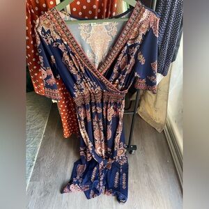 Lapagee Navy Paisley Maxi Dress